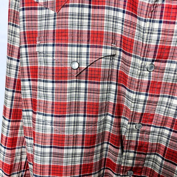 Daniel Cremieux Pearl Snap  Red Blue Plaid Western Style Shirt Top Size XXL - Picture 3 of 7